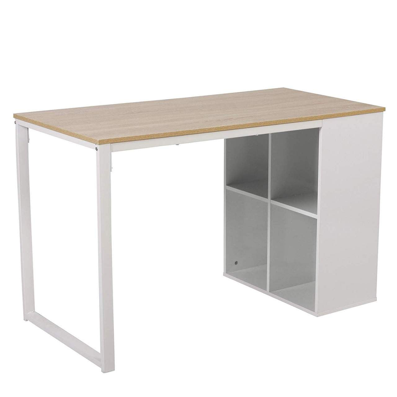 24goodz Office Desk - Stylish and Functional Design - Waterproof and Scratch-Resistant - MDF - For Home Office - Light Oak - hei