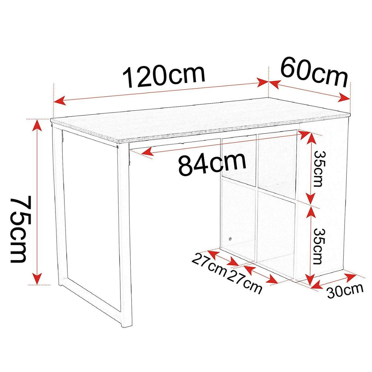 24goodz Office Desk - Stylish and Functional Design - Waterproof and Scratch-Resistant - MDF - For Home Office - Light Oak - hei