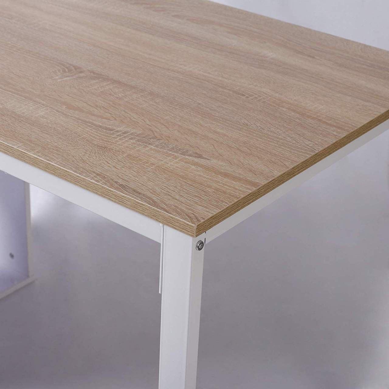 24goodz Office Desk - Stylish and Functional Design - Waterproof and Scratch-Resistant - MDF - For Home Office - Light Oak - hei