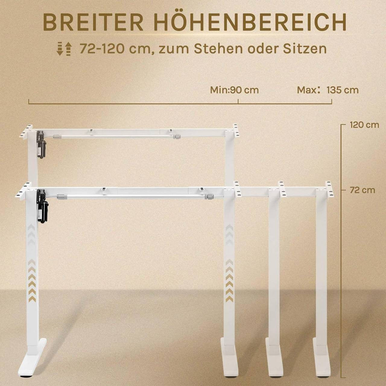 24goodz Electric Height Adjustable Desk Frame - Customizable Height and Width - Sturdy Steel - For Home Office - White