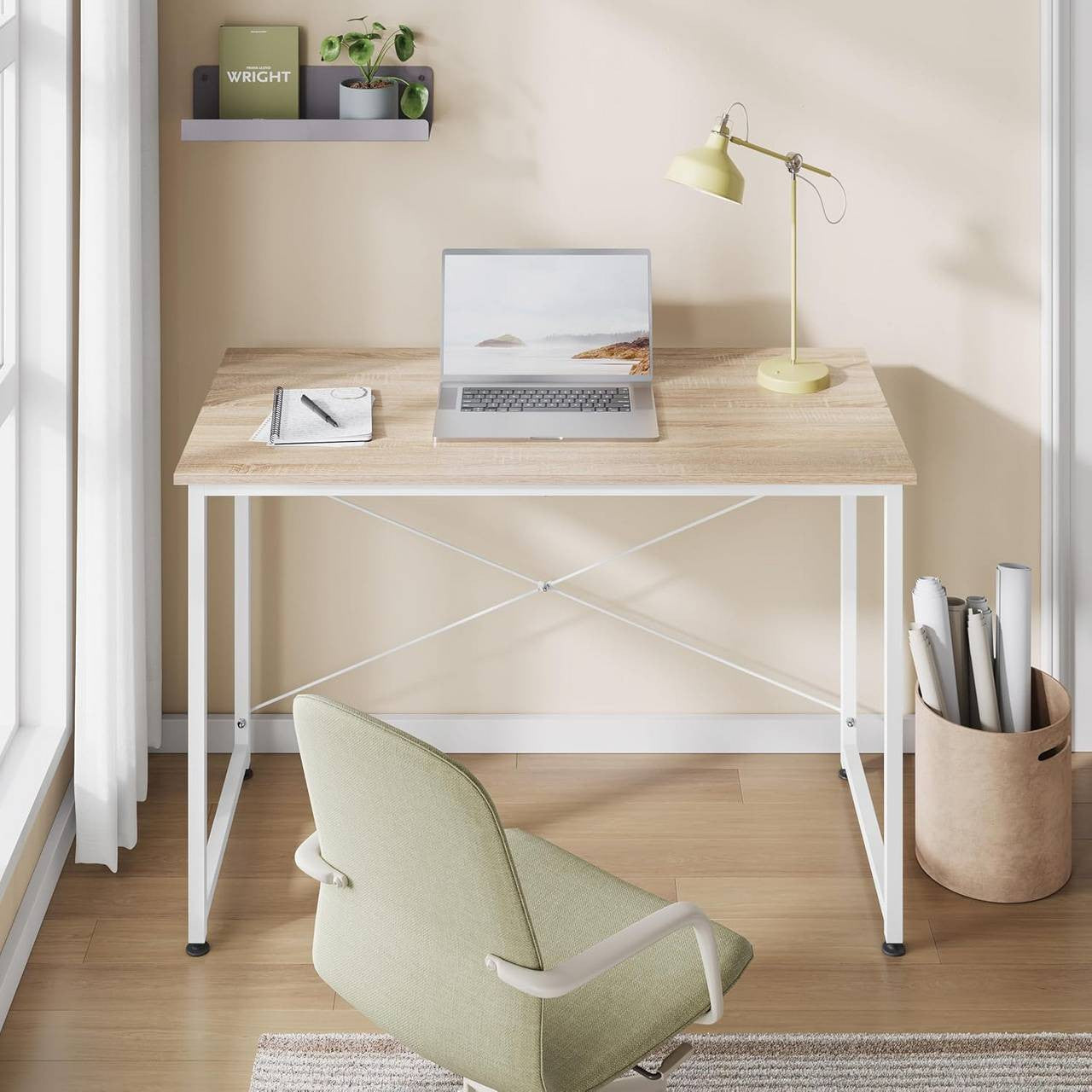 24goodz Desk - Spacious Surface for Comfort - Robust & Durable - E1 Wood Material - Light Oak - 100x50x75 cm