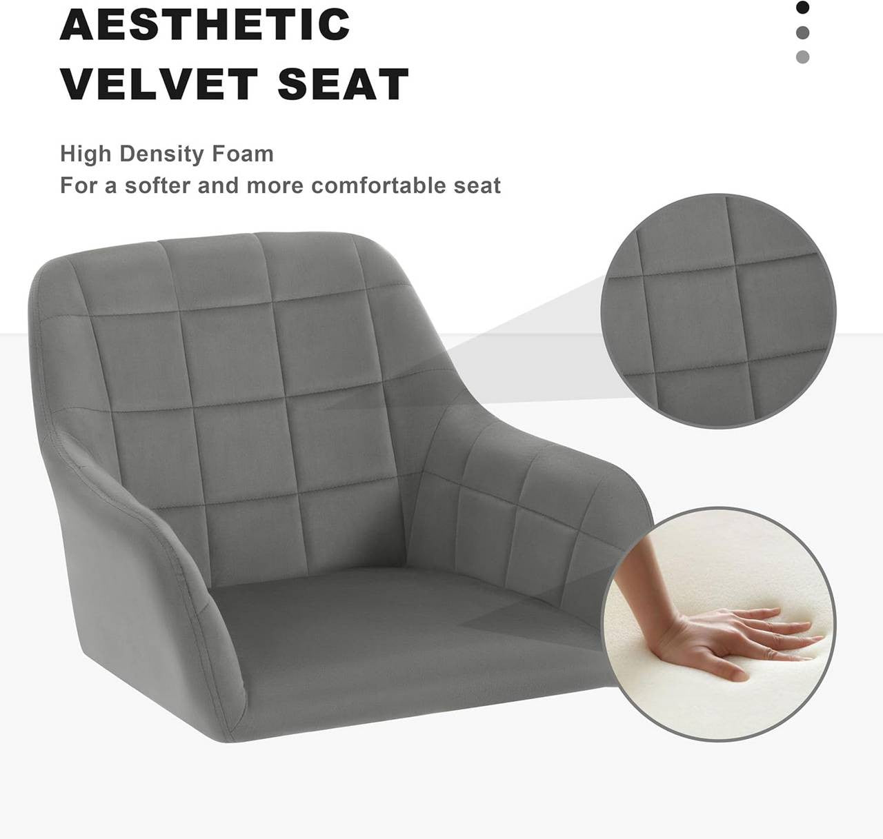 24goodz Ergonomic Office Chair - Comfortable Wide Seat - Velvet - For Home Office - Dark Grey