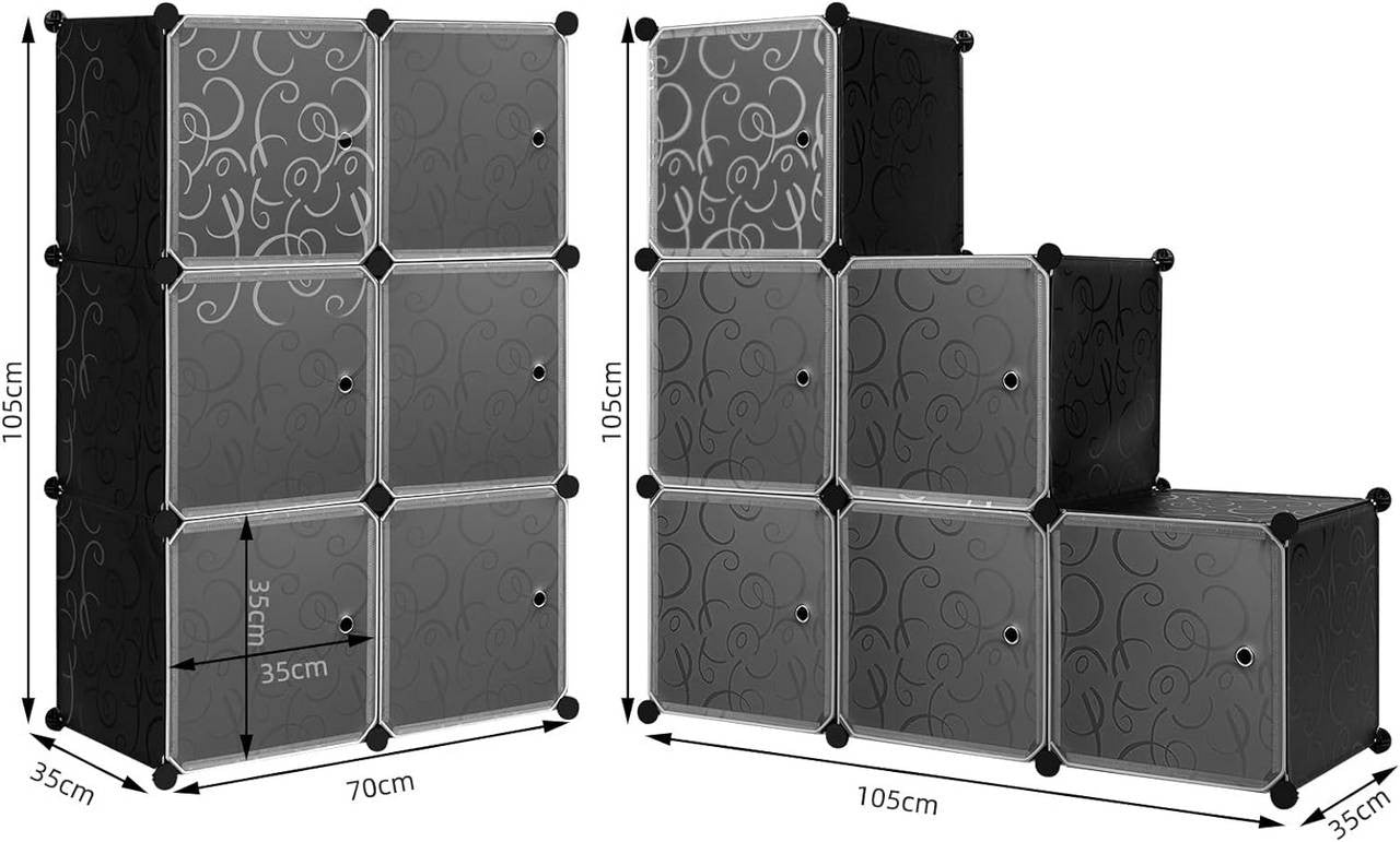 24goodz Stackable Shoe Storage Boxes - Modular Design for Custom Organization - PP + ABS + Metal - Black - 35 x 35 x 35 cm