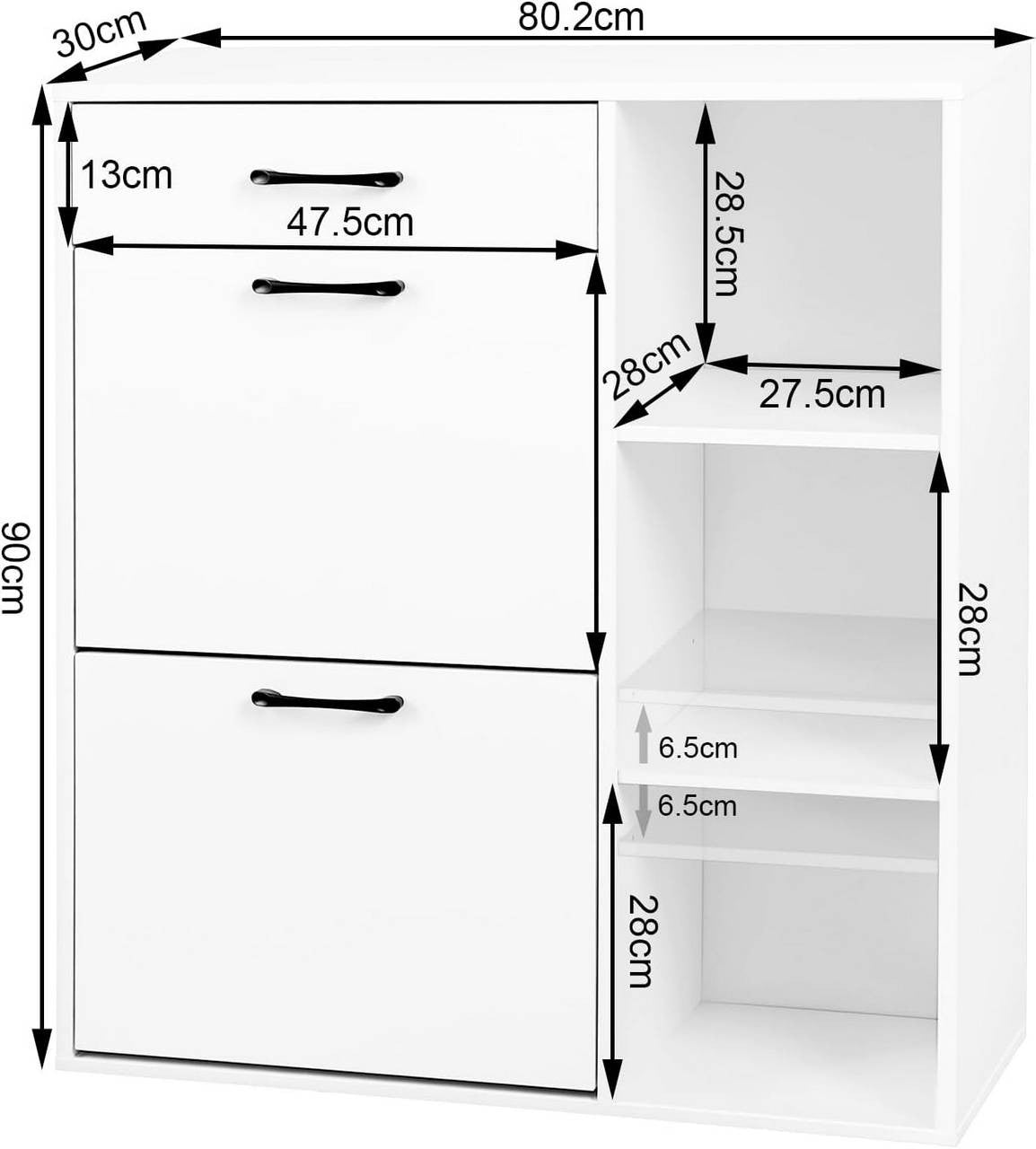 24goodz Shoe Rack - 4-in-1 Design - Space-Saving - E1 Wood Material - White