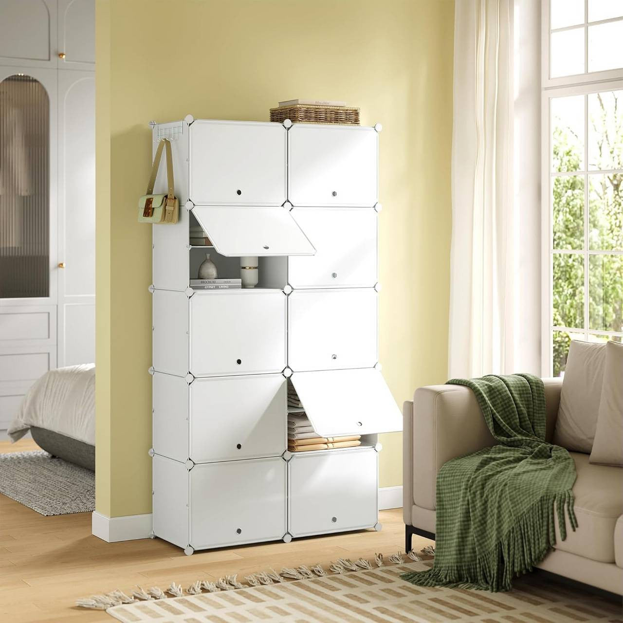 24goodz Shoe Rack with 10 Compartments - Versatile Storage Solution - PP and Metal - White