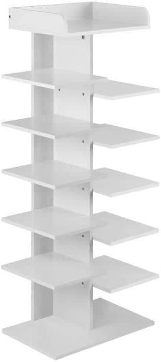 24goodz 12-Tier Shoe Rack - Space-Saving Design - Sturdy E1 Wood-Based Material - For Home Organization - White - ws