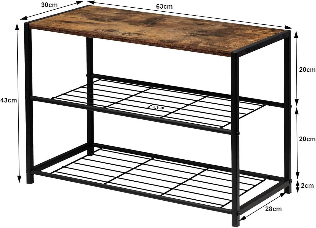 24goodz Shoe Rack with 2 Tiers - Spacious Storage for 6 Pairs - E1-Class Engineered Wood - For Home Organization - Dark Wood Look - dc