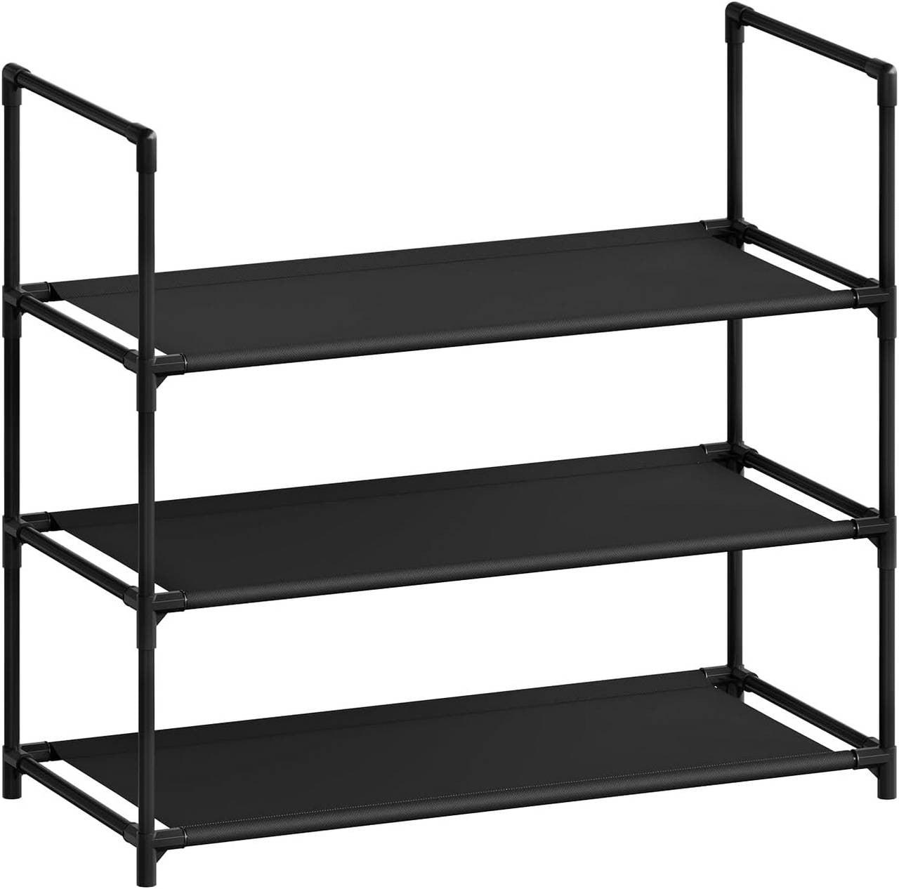 24goodz Slim Shoe Rack - Space-Saving Design - Easy Assembly - Metal Frame - Black - 61x28x55 cm