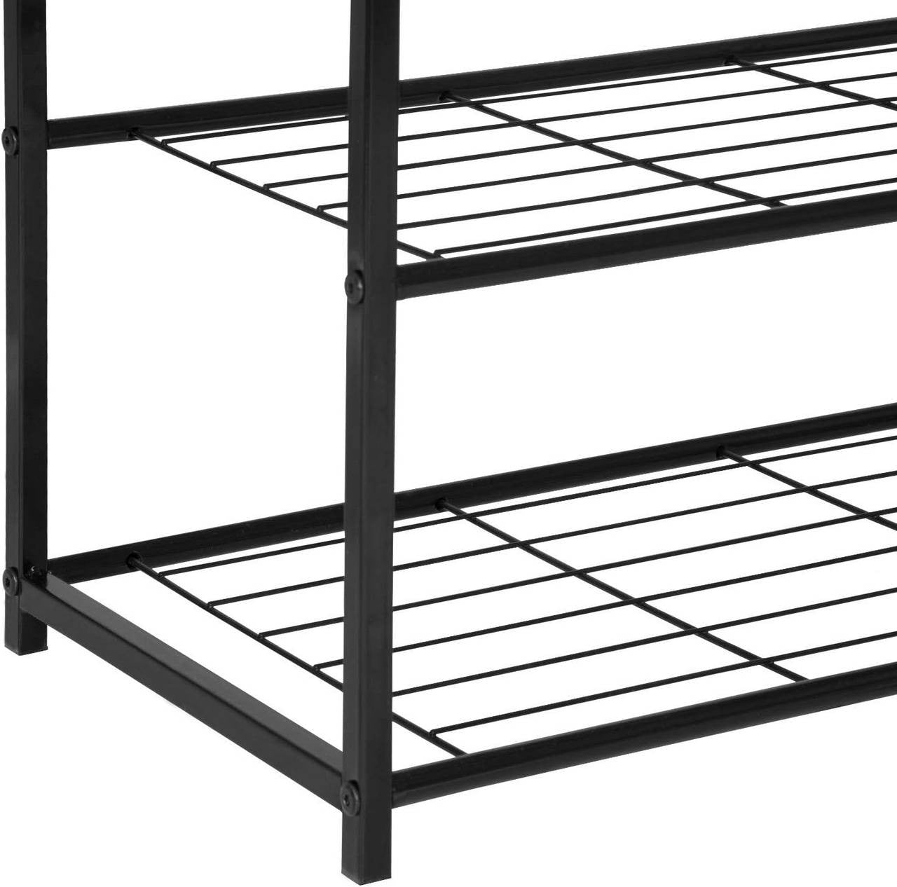 24goodz Shoe Rack with 3 Tiers - Spacious Storage for 9 Pairs - E1-Class Wood and Iron - Black + Light Oak - 63x63x30 cm