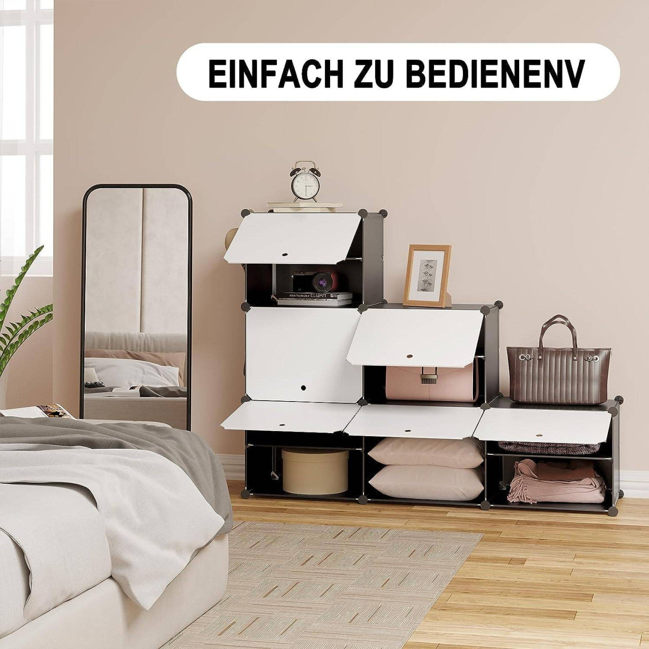 24goodz Shoe Rack with 6 Compartments - Spacious Storage for 24 Pairs - PP and Metal - Versatile Use - Black + White