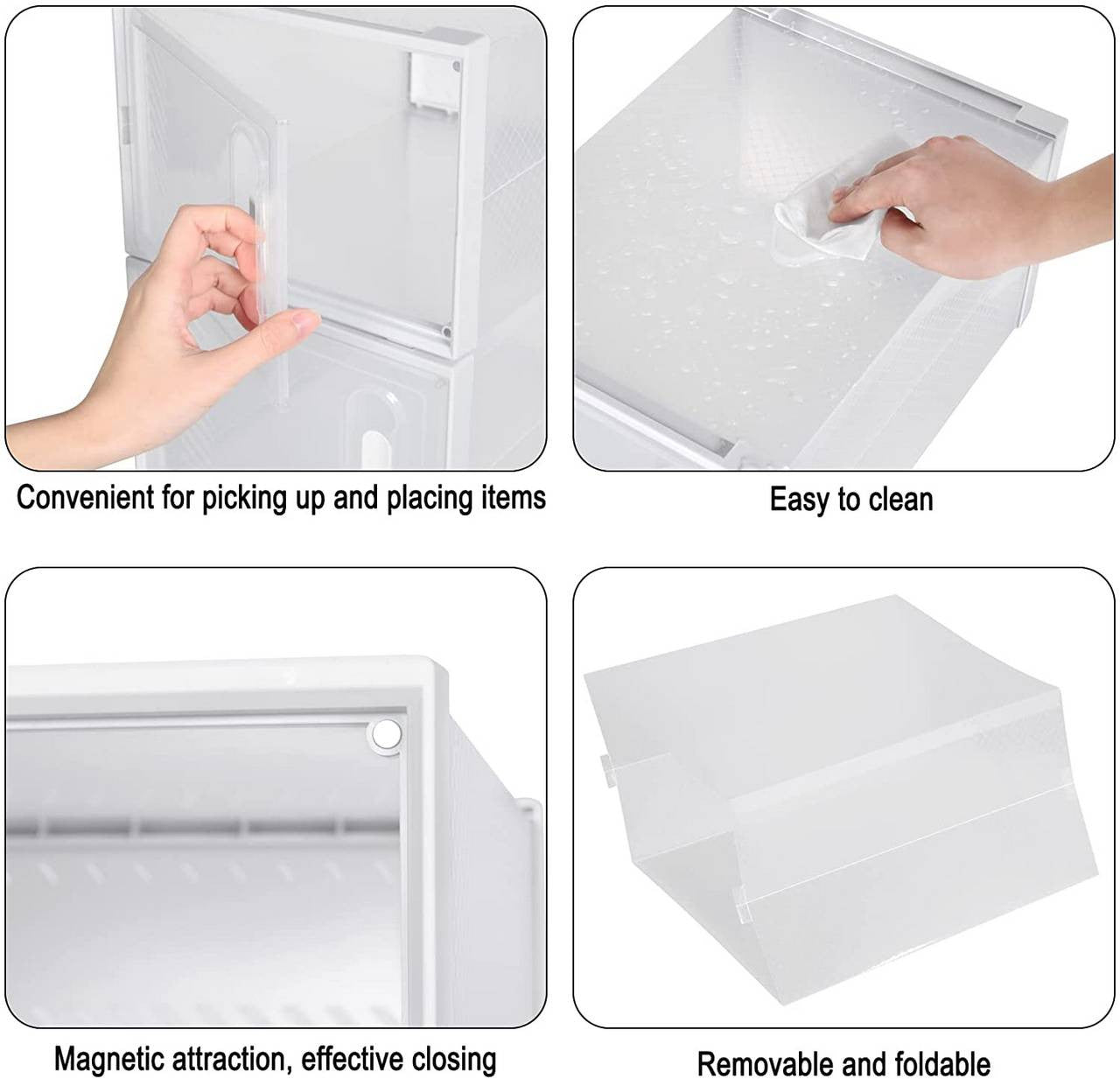 24goodz Stackable Shoe Boxes - Create a Neat Space - Durable Plastic - For Organizing Shoes and More - Transparent + White - tp