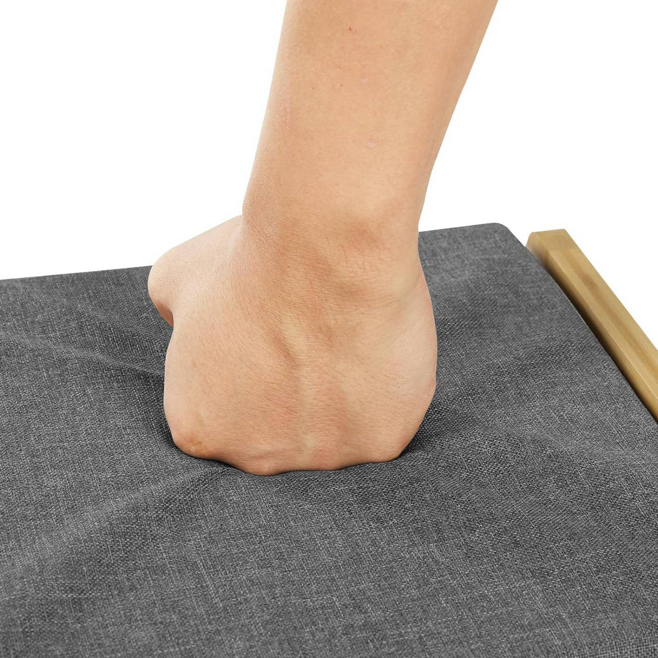 24goodz Bamboo Shoe Bench - Space-Saving Design - High-Quality Materials - Bamboo + Foam - For Entryways and Living Rooms - Bamboo Colour + Grey