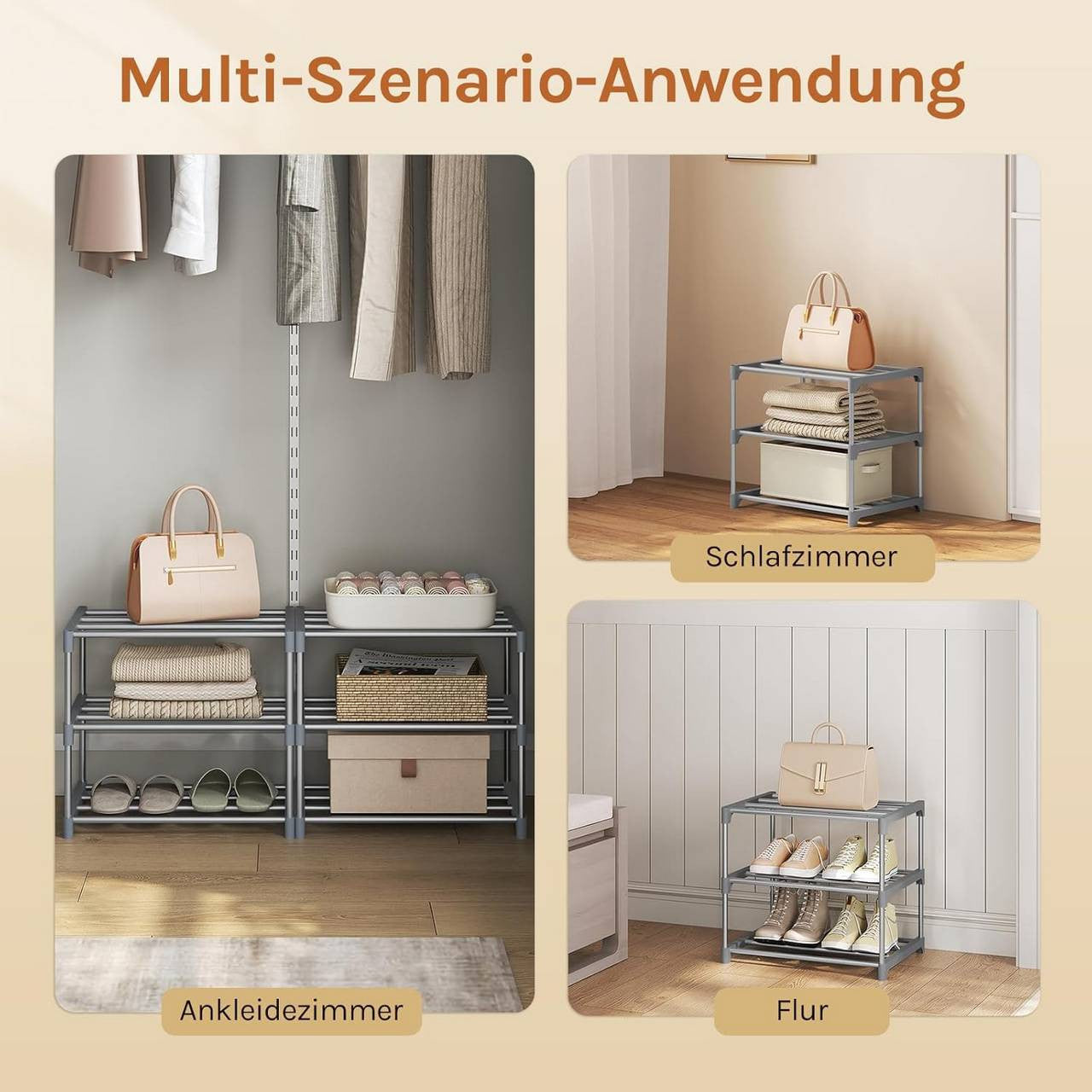 24goodz Slim Shoe Rack - Space-Saving Design - Easy Assembly - Metal - Grey/Black - 42x37x30 cm