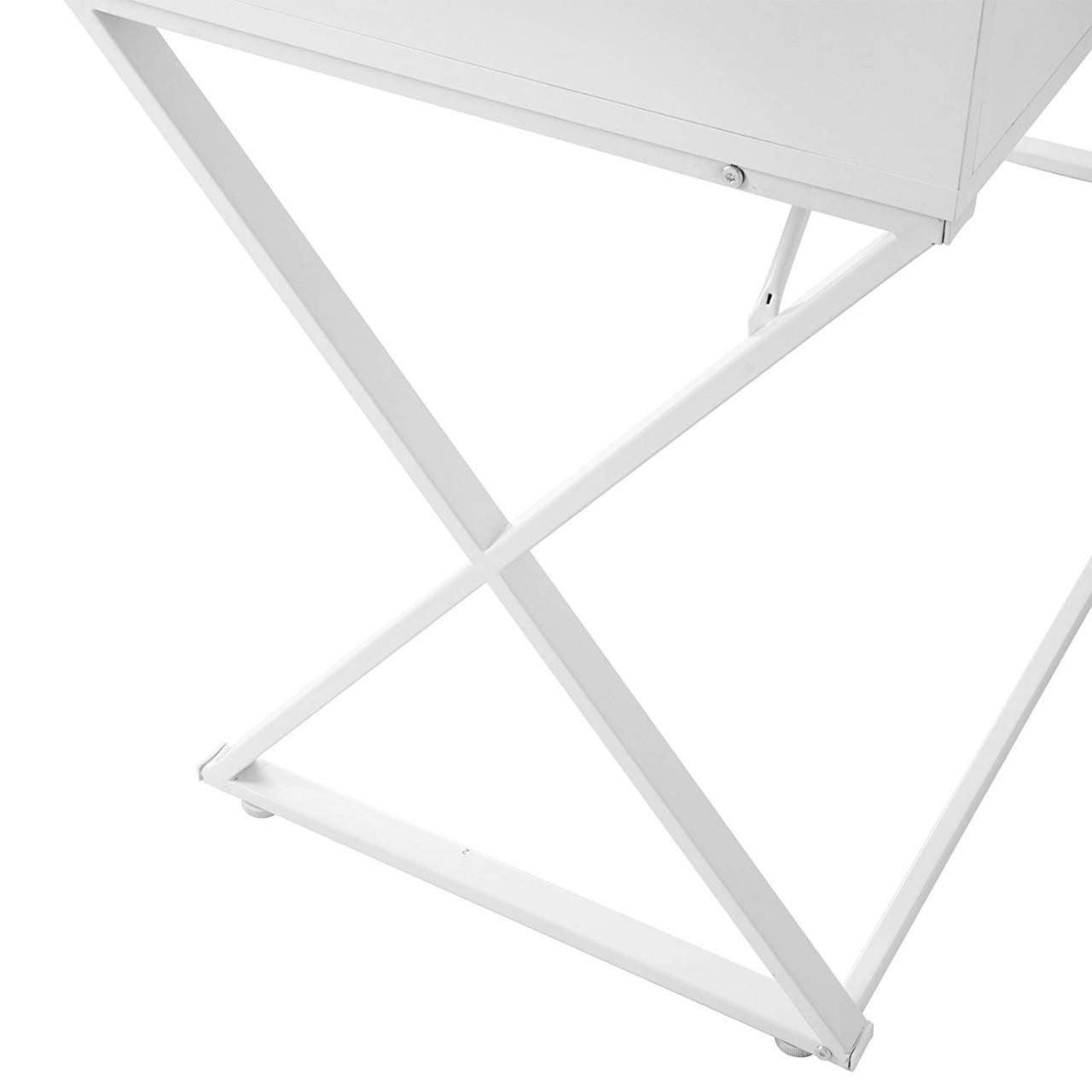 24goodz Study Desk - Elegant & Stable Design - Plenty of Storage Space - E1 Grade MDF + Steel - White + Wood - ws