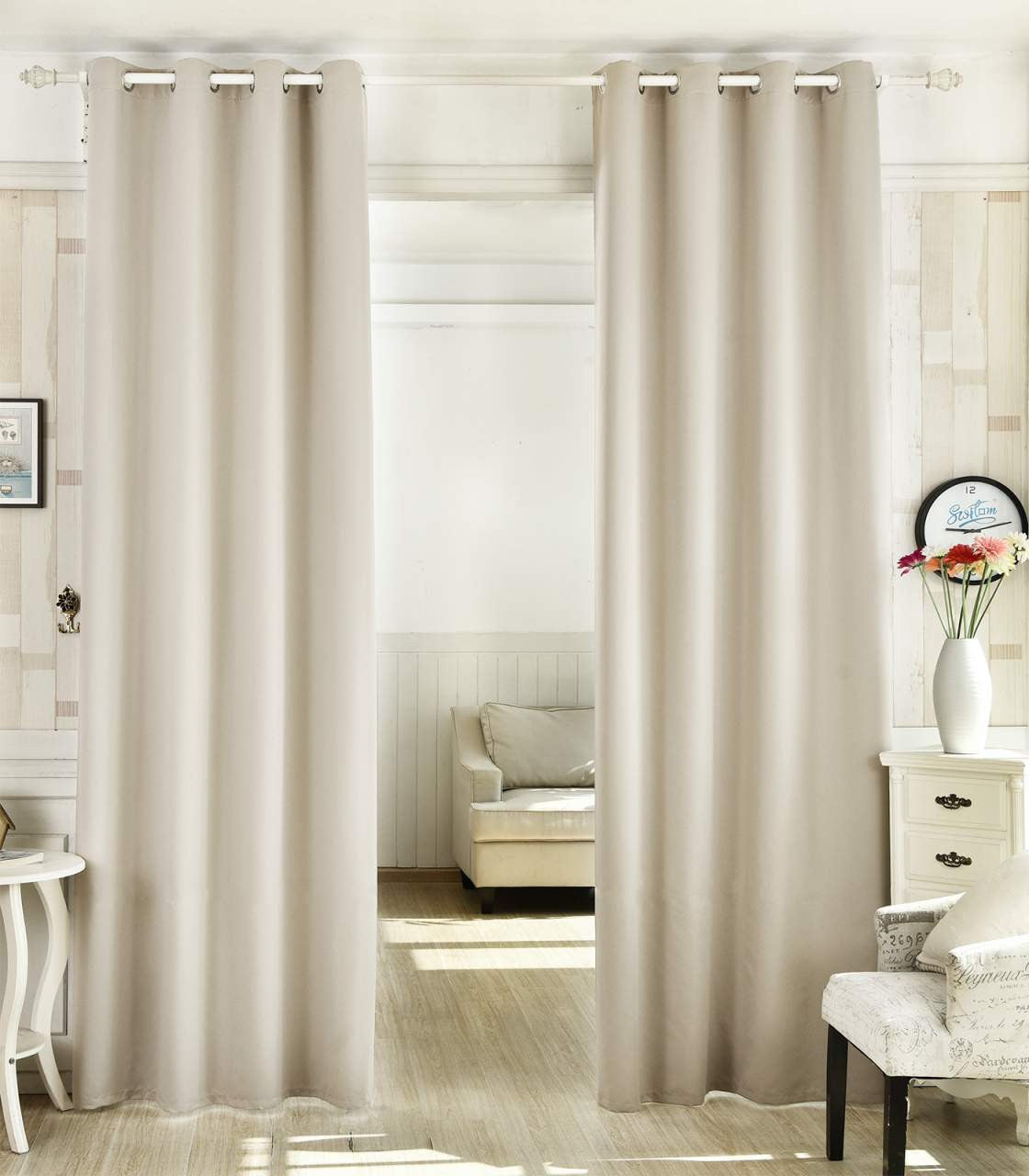 24goodz Elegant Sheer Curtains - Energy Saving & Sound Absorbing - 100% Polyester - For Home Decor - Cream 135x225 cm