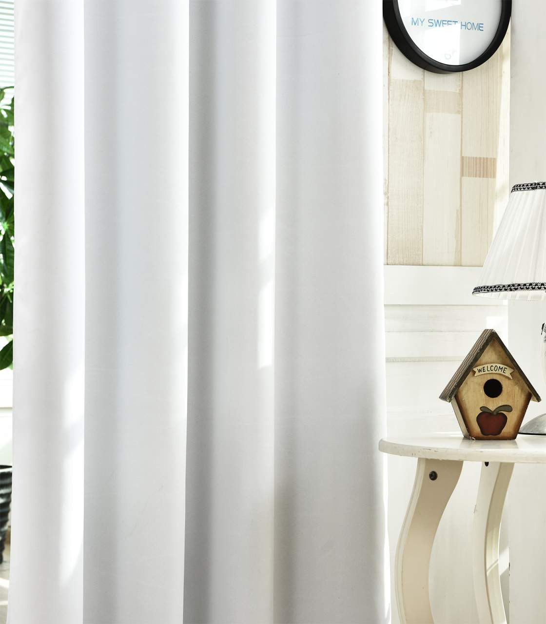 24goodz 100% Polyester Opaque Curtains with Eyelets - Energy Saving & Sound Absorbing - 100% Polyester - For Home Decor - White/Grey 135x225 cm - ws