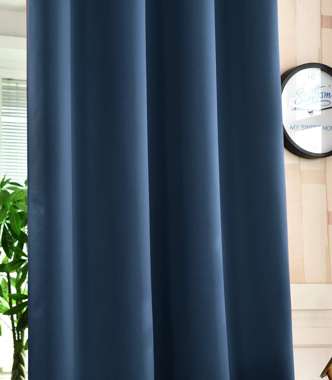 24goodz Dark Blue Blackout Curtains - Energy Saving & Sound Absorbing - 100% Polyester - For Home & Living - 135x225 cm - dbl