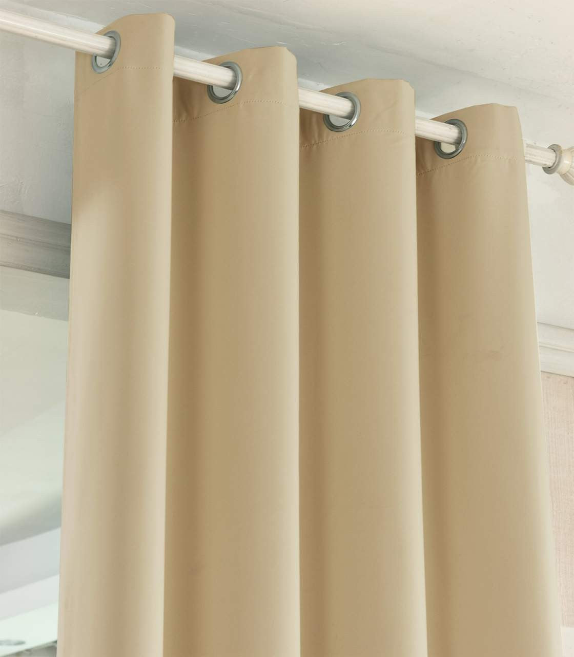 24goodz Sheer Curtains with Eyelets - Energy Saving & Sound Absorbing - 100% Polyester - Champagne - 135x225 cm - cp