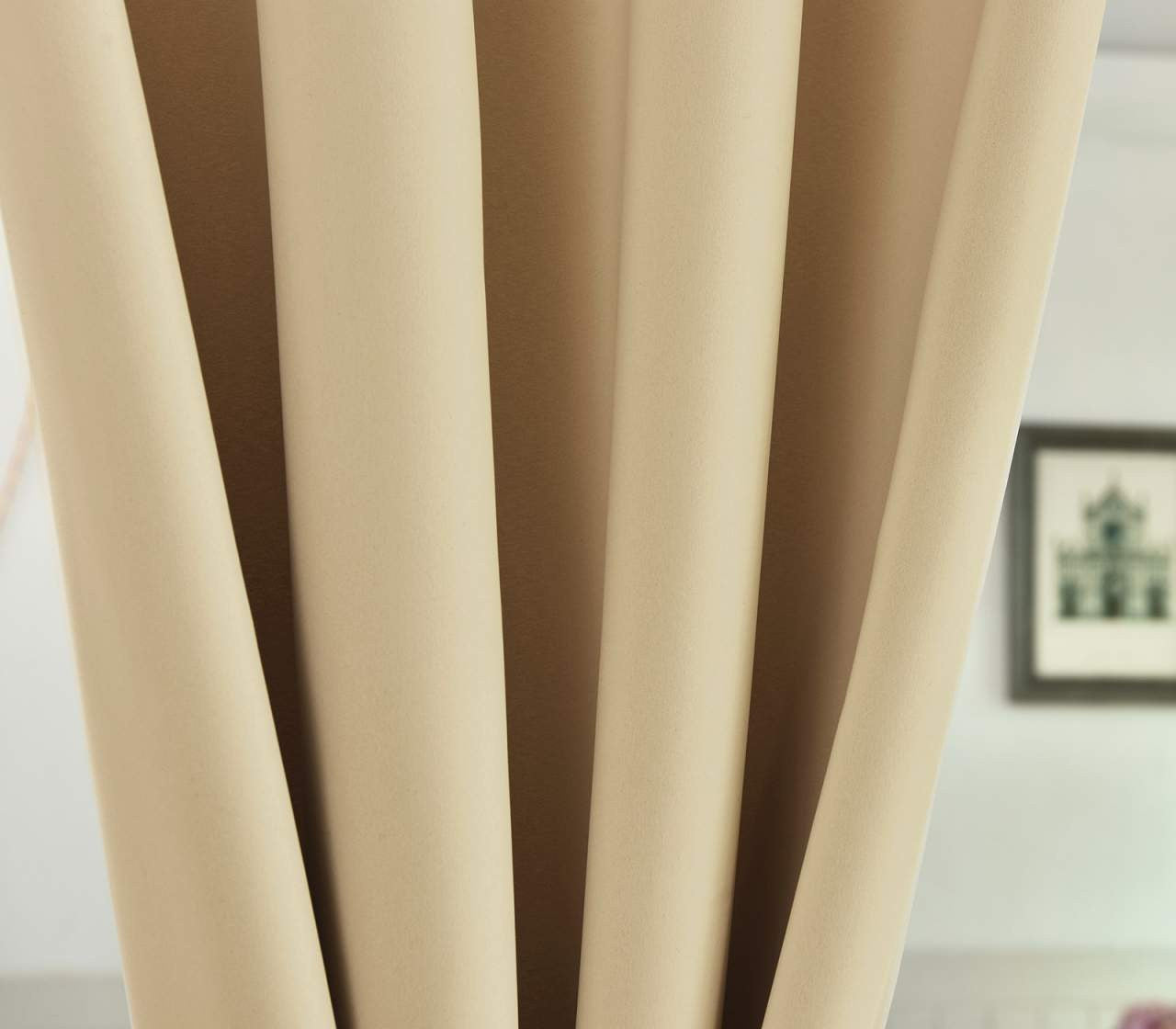 24goodz Sheer Curtains with Eyelets - Energy Saving & Sound Absorbing - 100% Polyester - Champagne - 135x225 cm - cp