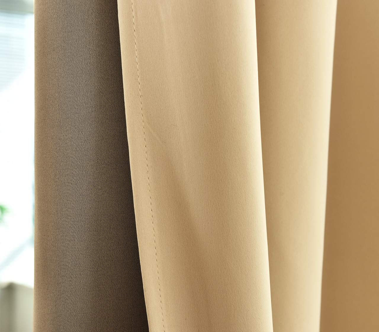 24goodz Sheer Curtains with Eyelets - Energy Saving & Sound Absorbing - 100% Polyester - Champagne - 135x225 cm - cp
