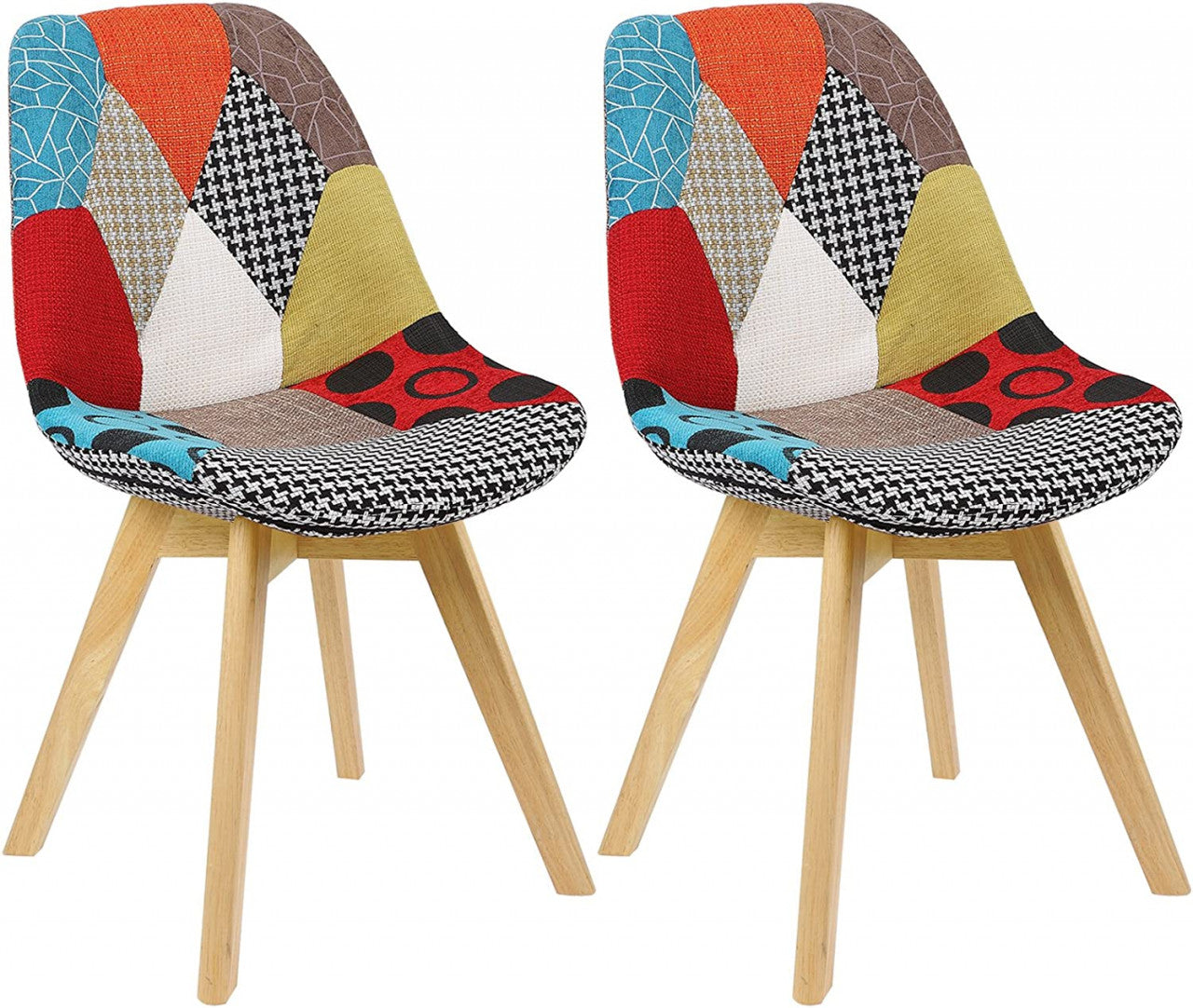 24goodz Dining Chair Set - Ergonomic Comfort - Stable and Robust - PP and Linen - Multicolour