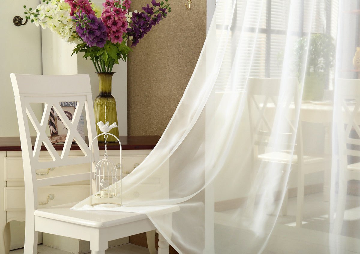 24goodz Transparent Curtains with Eyelets - Elegant Semi-Transparent Design - 100% Polyester - For Living Rooms and Bedrooms - Crème 140x225 cm
