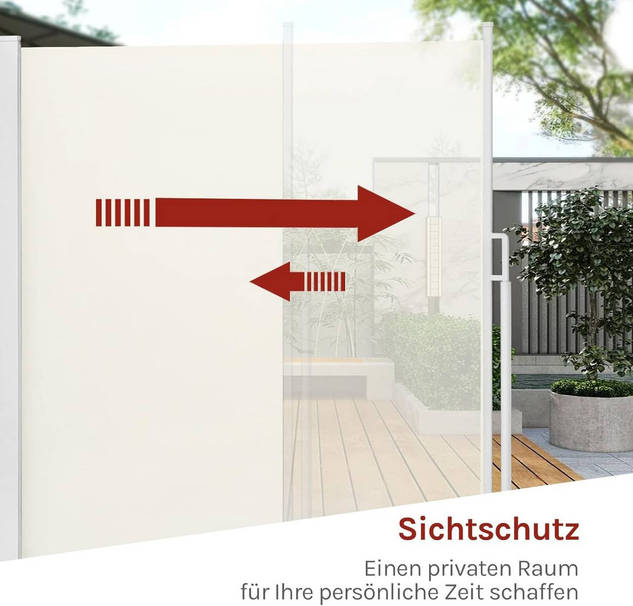 24goodz Retractable Side Awning - Excellent Privacy Protection - UV and Wind Resistant - Polyester - For Balconies and Patios - Anthracite/Cream 160x350 cm
