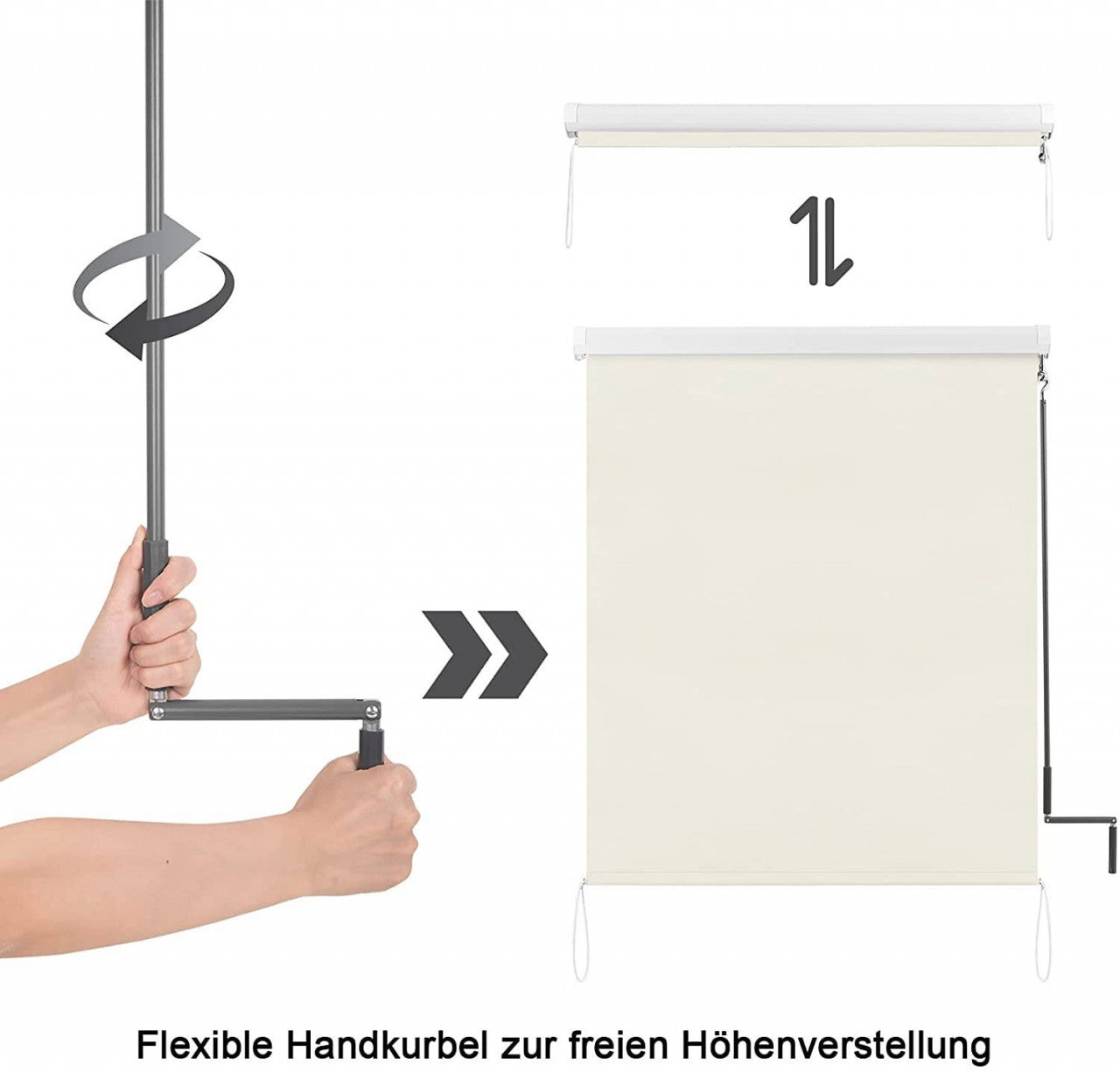 24goodz Vertical Awning - Durable and Waterproof - Aluminium - For Balconies and Terraces - Beige 100x140 cm