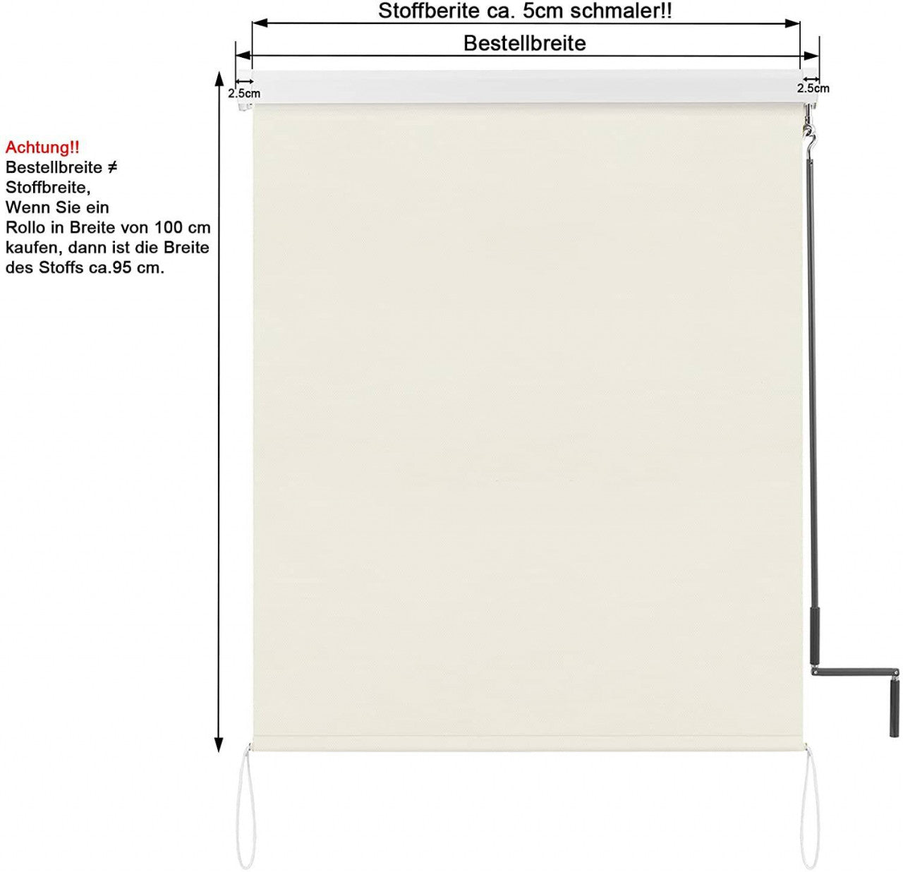 24goodz Vertical Awning - Durable and Weather-Resistant - Polyester - For Balconies and Patios - Beige 140x240 cm