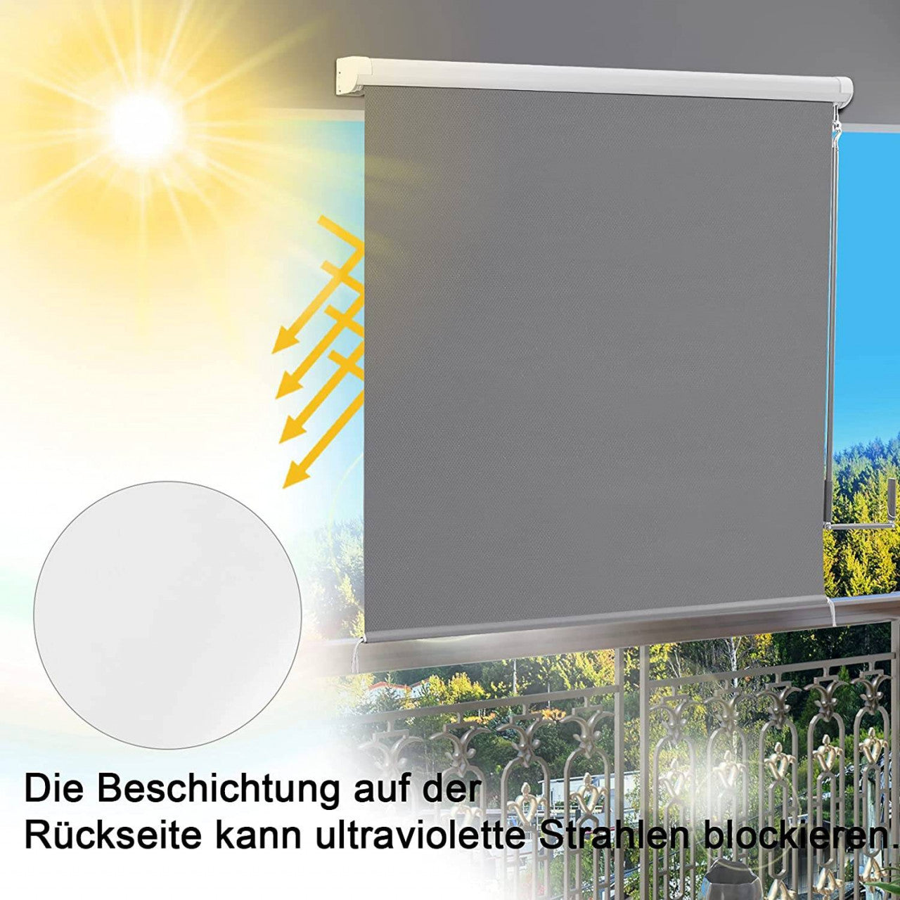 24goodz Vertical Awning with Crank - Durable and Weather-Resistant - Polyester - For Balconies and Terraces - Dark Grey 100x240 cm - dgr