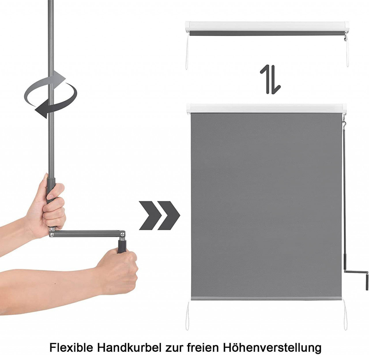 24goodz Vertical Awning with Crank - Durable and Weather-Resistant - Polyester - For Balconies and Terraces - Dark Grey 100x240 cm - dgr