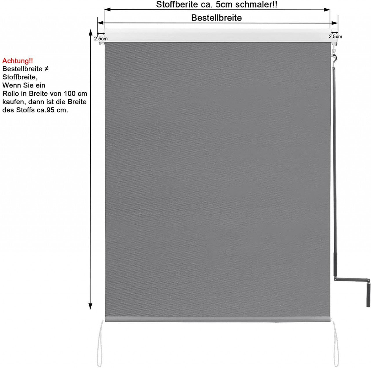 24goodz Vertical Awning - Durable and Weather-Resistant - Polyester and Aluminium - Dark Grey - 140x240 cm - dgr