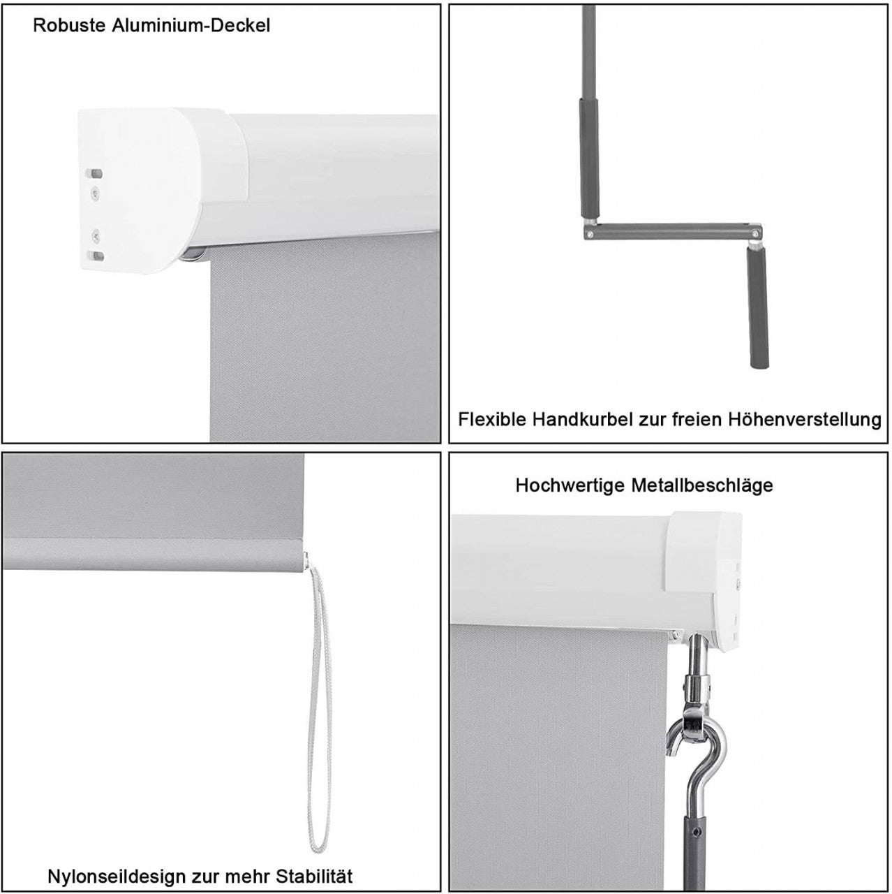24goodz Vertical Awning - Durable and Weather-Resistant - Polyester - For Balconies and Patios - Grey 100x240 cm