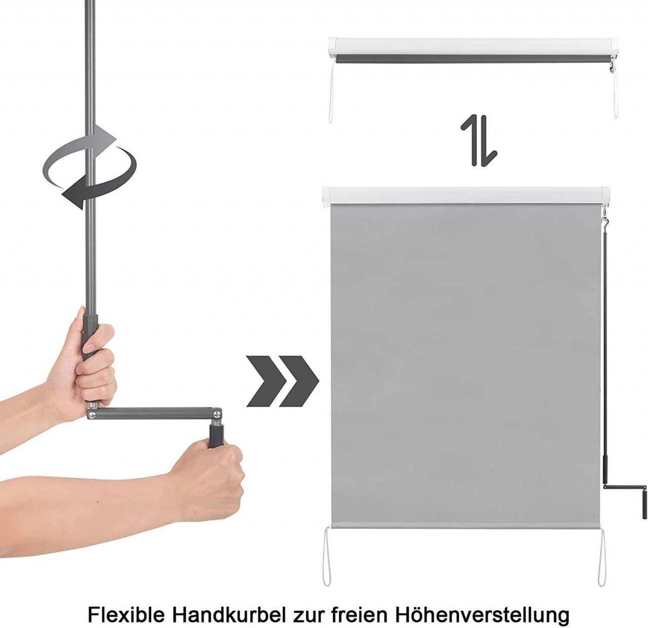 24goodz Vertical Awning - Durable and Weather-Resistant - Polyester - For Balconies and Patios - Grey 100x140 cm
