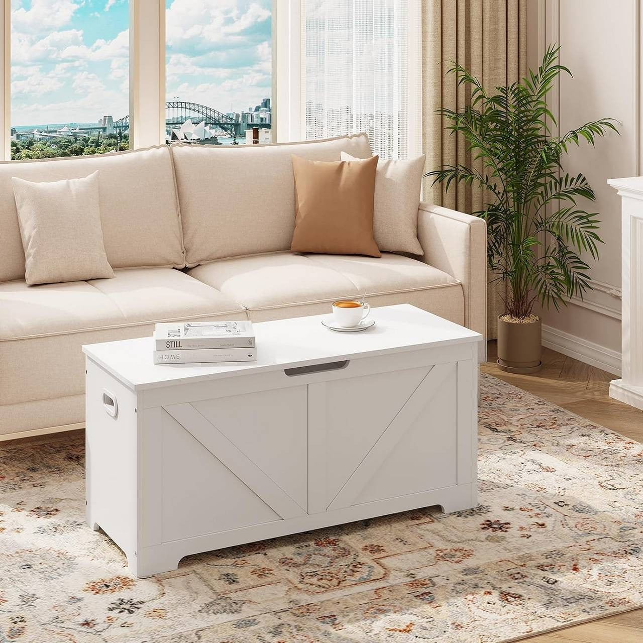 24goodz Storage Bench with Lid - Versatile and Stylish - MDF - For Home Use - White