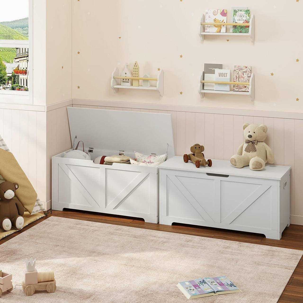 24goodz Storage Bench with Lid - Versatile and Stylish - MDF - For Home Use - White
