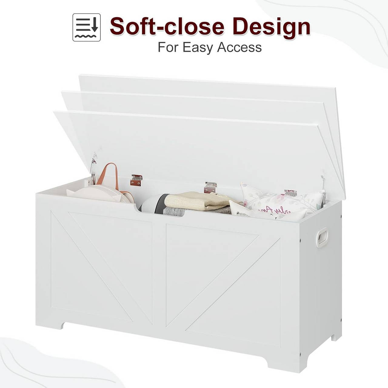 24goodz Storage Bench with Lid - Versatile and Stylish - MDF - For Home Use - White