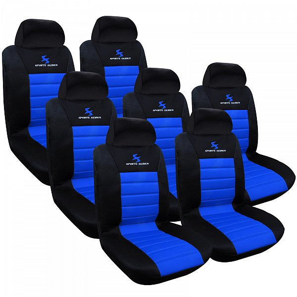 24goodz Car Seat Cover Set - Durable and Easy to Clean - 100% Polyester - For Families - Black/Blue