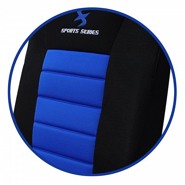 24goodz Car Seat Cover Set - Durable and Easy to Clean - 100% Polyester - For Families - Black/Blue