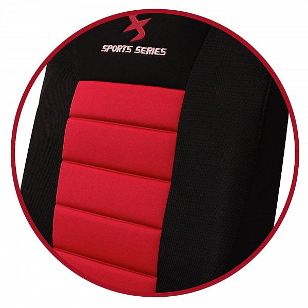 24goodz Car Seat Covers Set - Durable and Easy to Clean - 100% Polyester - For Families - Black/Red