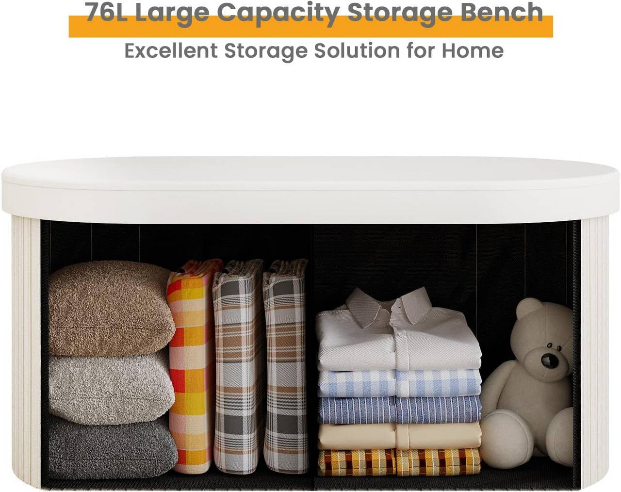 24goodz Velvet Storage Ottoman - Stylish and Comfortable - MDF - For Home Use - Cream