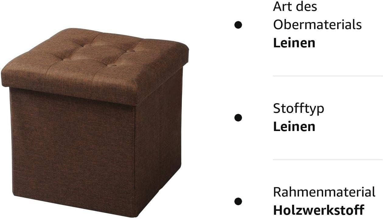 24goodz Folding Storage Stool - Sturdy & Safe - Space-Saving Design - MDF - Brown