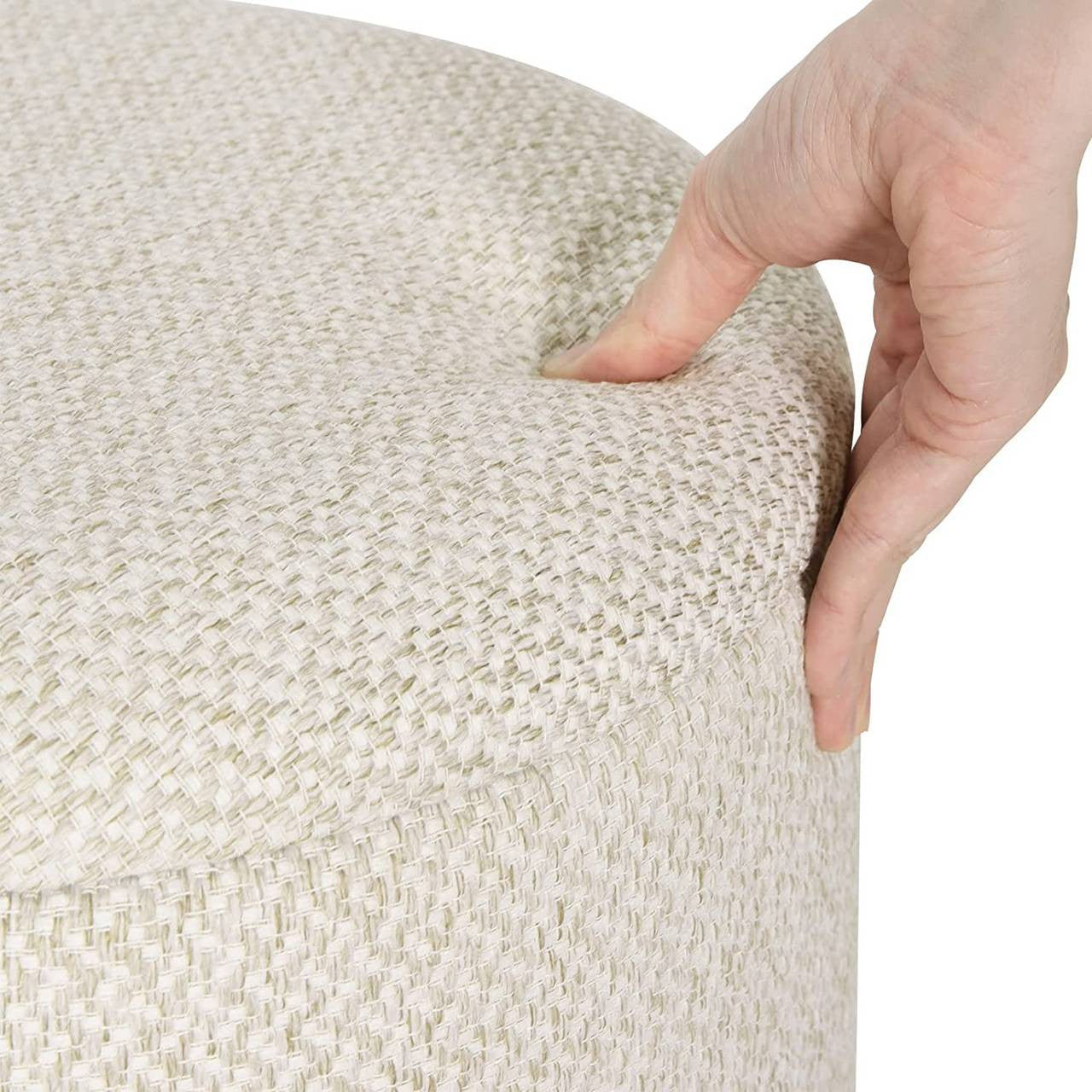 24goodz Round Storage Stool - Comfortable and Stylish - MDF and Pine Wood - For Home Use - Cream White - cm