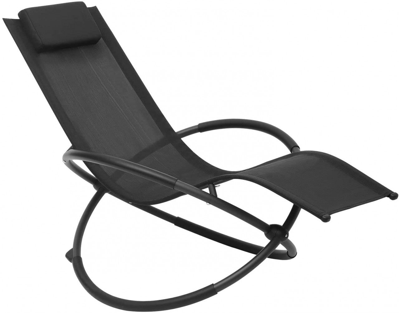 24goodz Garden Recliner Chair - High-Quality Materials - Foldable and Portable - Textilene - For Outdoor Relaxation - Grey/Black - sz