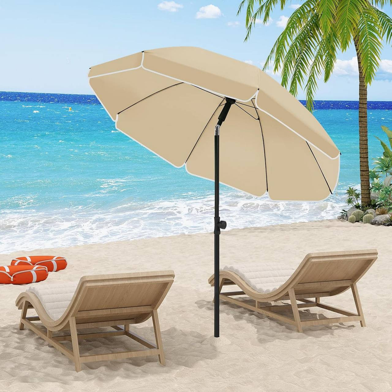 24goodz Parasol - UV-Resistant Protection - Adjustable Height and Angle - 180 g/m² Polyester - For Outdoor Activities - Taupe 135 cm