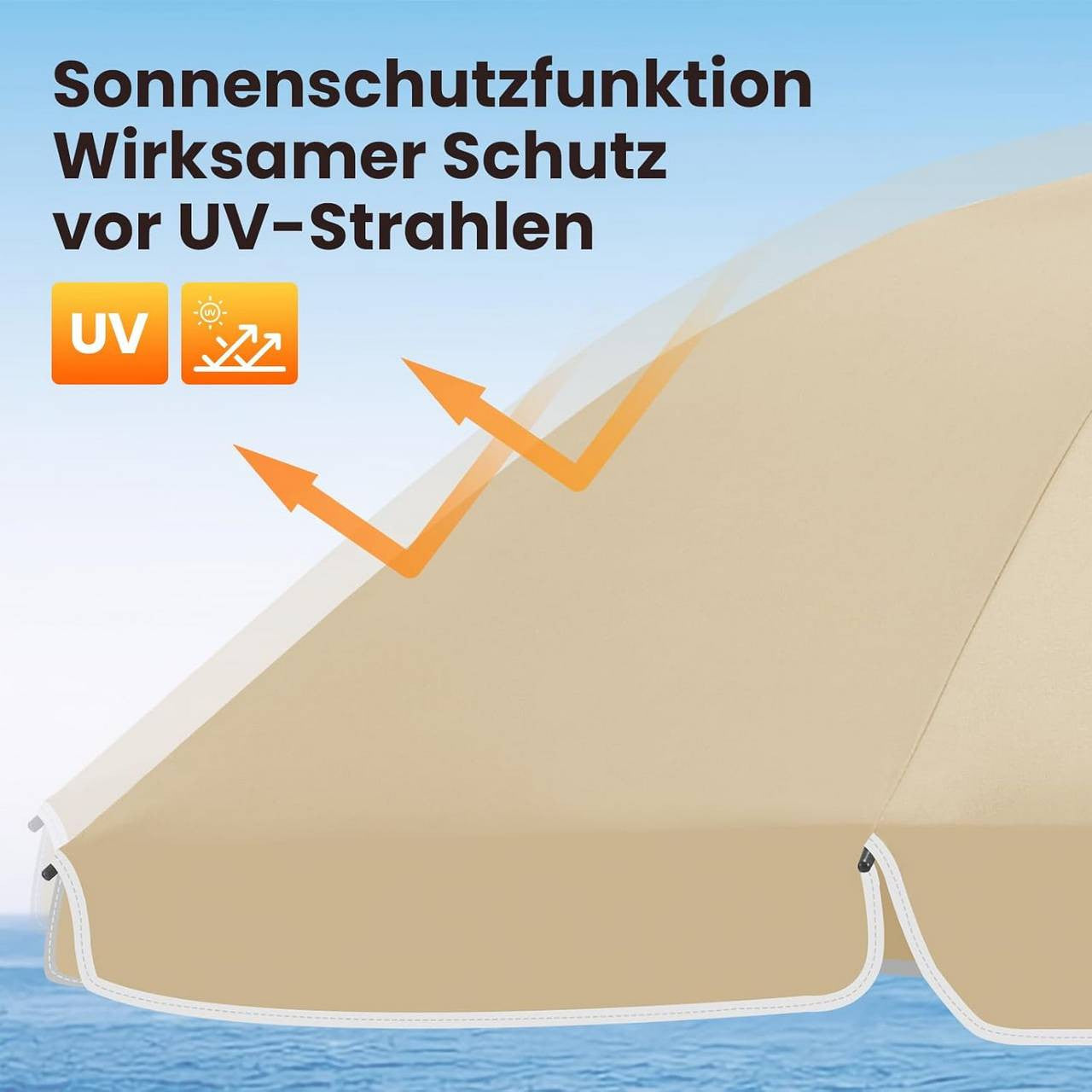 24goodz Parasol - UV-Resistant Protection - Adjustable Height and Angle - 180 g/m² Polyester - For Outdoor Activities - Taupe 135 cm