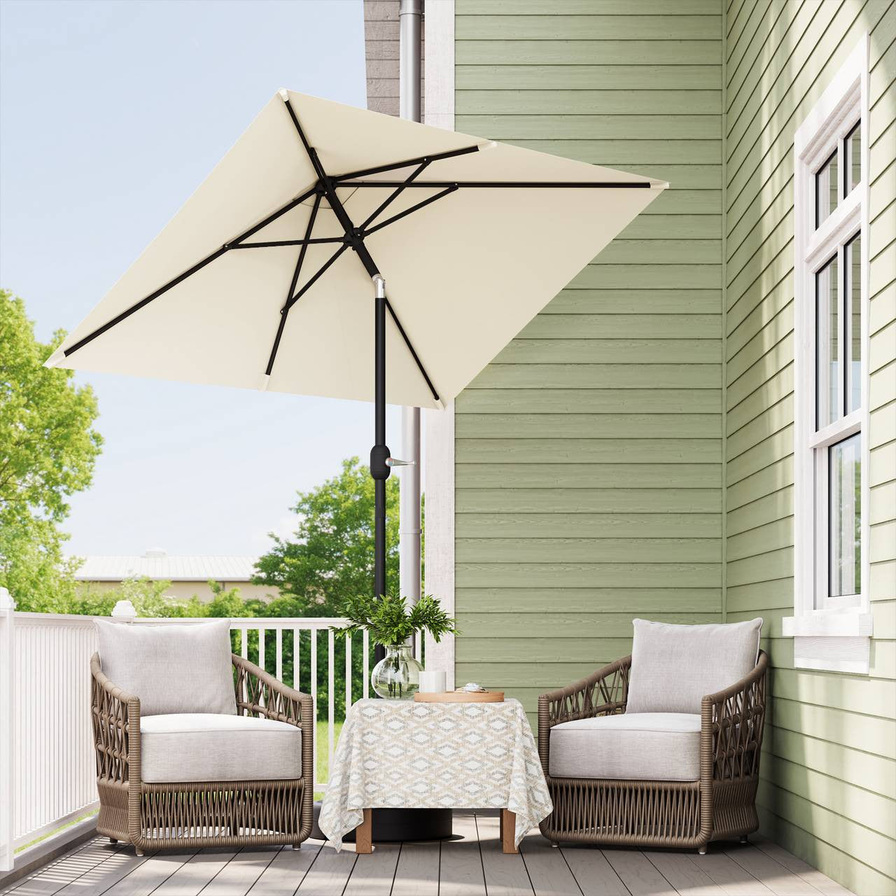 24goodz Parasol - UV Protection - Adjustable Tilt Function - Polyester - For Outdoor Relaxation - Beige