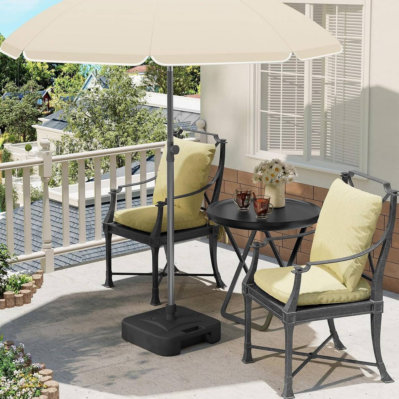 24goodz Parasol Stand 19 L - Durable and Weather-Resistant - HDPE - For Outdoor Use - Black