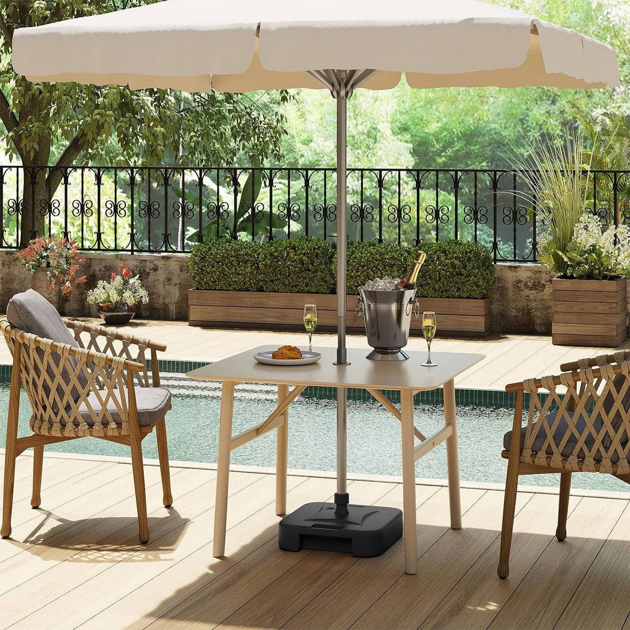 24goodz Parasol Stand 19 L - Durable and Weather-Resistant - HDPE - For Outdoor Use - Black