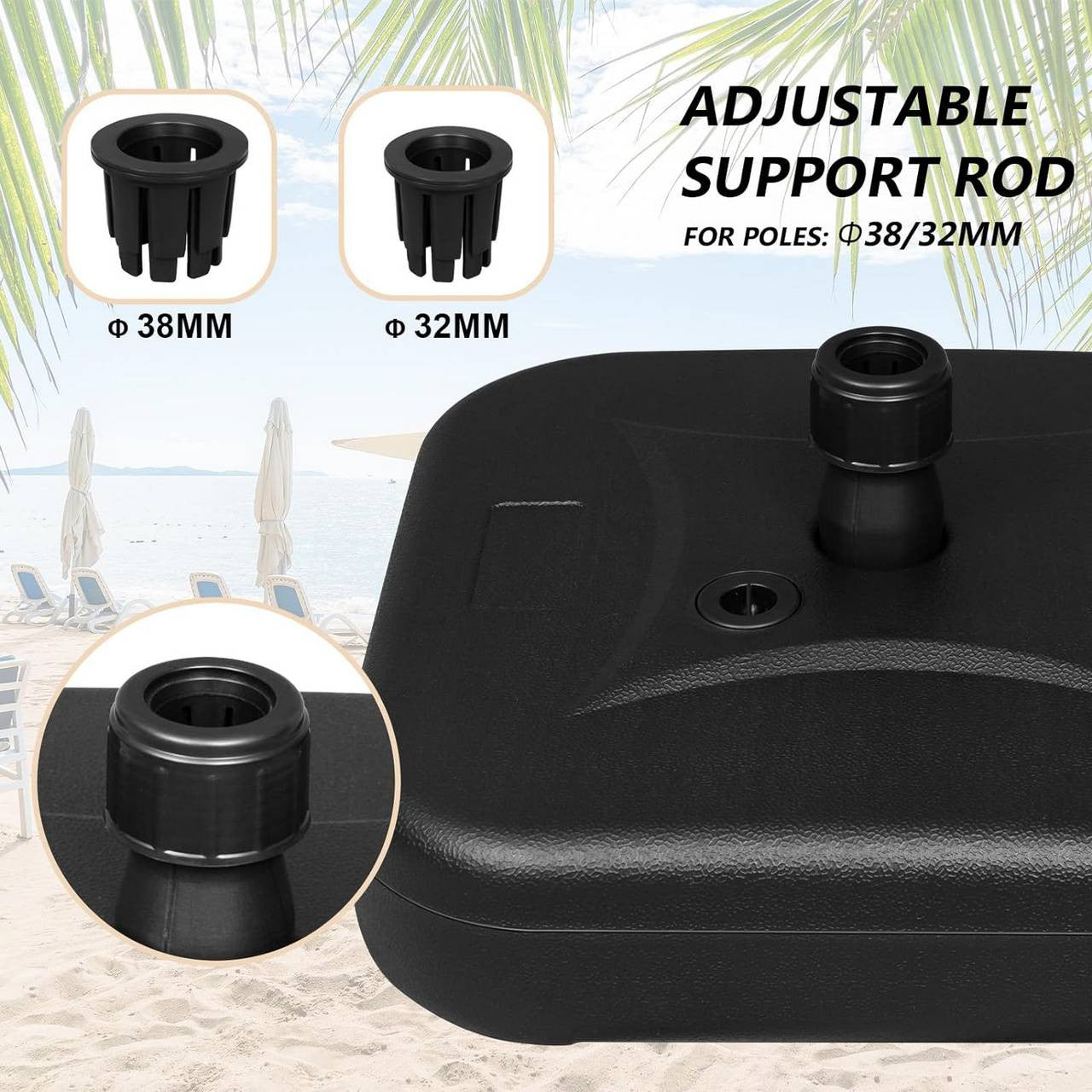 24goodz Parasol Stand 19 L - Durable and Weather-Resistant - HDPE - For Outdoor Use - Black